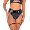 R-6118 - High-Waisted Vinyl Zip-Up Shorts By Roma -Funky Lingerie Outlet 6118 Blk 83482.1649431766