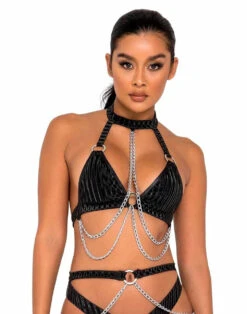 R-6122 - Bikini Top With Ring & Chain Detail By Roma