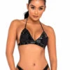 Roma R-6126 - Studded Vinyl Bikini Top With Fringe Detail -Funky Lingerie Outlet 6126 72512.1649434173