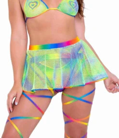 R-6142 - Tie-Dye Fishnet Flare Skirt By Roma
