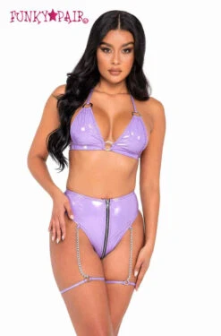 R-6118 - High-Waisted Vinyl Zip-Up Shorts By Roma -Funky Lingerie Outlet 6164 6118 Lav 06963.1649431852