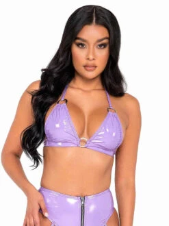 Roma R-6164 - Vinyl Bikini Tie-Top With Ring Detail