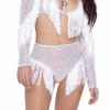 Roma R-6221 - Fringe Sequin Fishnet High Waist Short