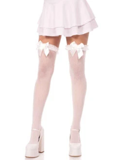 LA6229, Lace Garter Sheer Striped Thigh High