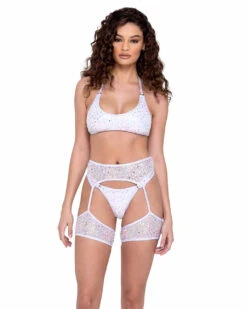 Roma R-6230 - Sequin Fishnet Garter Belt -Funky Lingerie Outlet 6229 6230 6224 Wht 72501.1685827527