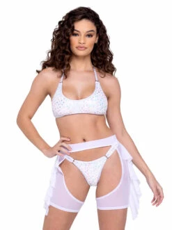 Roma R-6233 - Sheer Mesh Chap Shorts -Funky Lingerie Outlet 6233 6224 6229 Wht 21775.1685827855