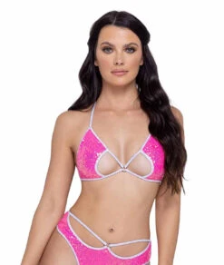 Roma R-6236 - Sequin Keyhole Triangle Top