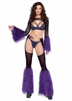 Roma R-6248 - Sheer Chaps With Faux Fur Bell Bottom -Funky Lingerie Outlet 6247 6248 6249 6324 43781.1685832520