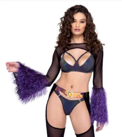 Roma R-6247 - Sheer Shrug With Faux Fur Bell Sleeve