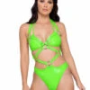 Roma R-6266 - Vinyl Criss-Cross Romper -Funky Lingerie Outlet 6265 6266 34535.1685773486