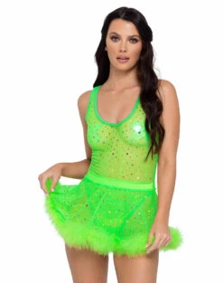 Roma R-6269 - Sheer Dotted Romper -Funky Lingerie Outlet 6269 6270 45072.1685774726