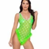 Roma R-6272 - Sheer Stars & Marabou Trim Romper -Funky Lingerie Outlet 6272 Green 26434.1685645672