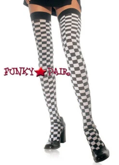 LA-6281, Checkerboard Thigh Highs Stockings