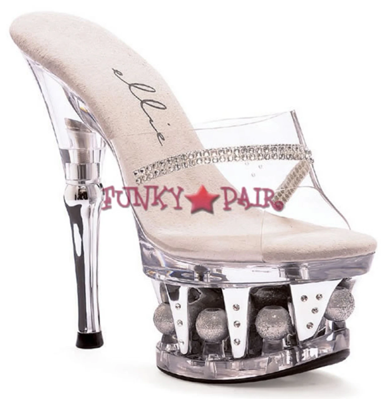 629-JESSE 6" Rhinestones Slide With Disco Ball Platform 3 629-JESSE 6" Rhinestones Slide With Disco Ball Platform
