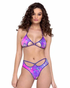 Roma R-6306 - Purple Multi Keyhole Top -Funky Lingerie Outlet 6306 6307 64696.1685825322