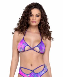 Roma R-6306 - Purple Multi Keyhole Top