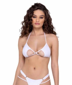 Roma R-6315 - Keyhole Triangle Tie Top -Funky Lingerie Outlet 6315 Wht 35592.1685831096