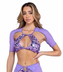 Roma PR-6421, Sequin Top With Mesh Sleeves -Funky Lingerie Outlet 6421 Lav 02308.1714079174