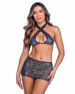 Roma PR-6434, Sequin Fishnet Mini Skirt -Funky Lingerie Outlet 6433 6434 Blk 76797.1714195303