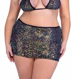 Roma PR-6434X, Plus Size Sequin Fishnet Skirt