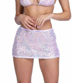 Roma PR-6434, Sequin Fishnet Mini Skirt