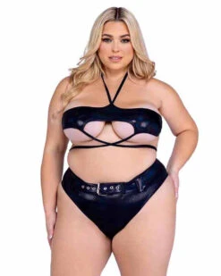 Roma PR-6544X, Plus Size Shimmer High-Waisted Cheeky Shorts -Funky Lingerie Outlet 6439Q 6544Q Blk 72738.1714177401