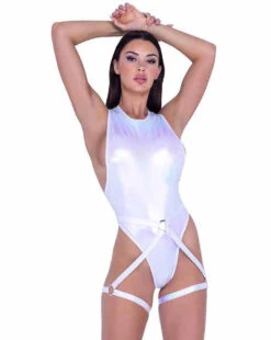 Roma PR-6440, Metallic Iridescent Romper And Leg Wrap