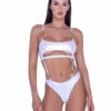 Roma PR-6442, Metallic Iridescent Underboob Romper With Chain -Funky Lingerie Outlet 6442 Wht 10850.1714080183