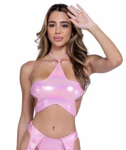 Roma PR-6443, Metallic Iridescent Star Shape Tie Top -Funky Lingerie Outlet 6443 BP 29236.1714079855