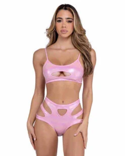 Roma PR-6448, Metallic Keyhole Cropped Top -Funky Lingerie Outlet 6448 6449 BP 17640.1714101449