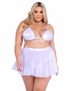 Roma PR-6542X, Plus Size Sheer Mesh Skirt -Funky Lingerie Outlet 6450Q 6453Q 6542Q Wht 69049.1714092229