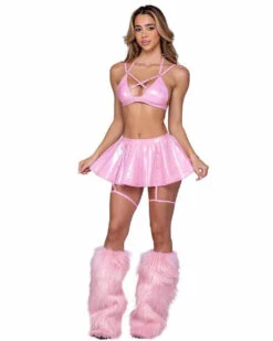 Roma PR-6455, Metallic Iridescent Skirt With Attached Rhinestone Garters -Funky Lingerie Outlet 6454 6455 C121 BP 88493.1714091284