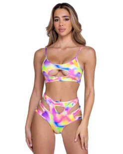 Roma PR-6466, Shimmer Keyhole Cropped Top -Funky Lingerie Outlet 6466 6467 82446.1714089618