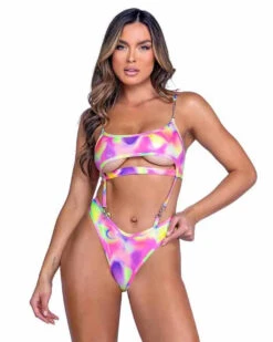 Roma PR-6470, Shimmer & Chain Underboob Romper