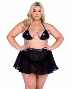 Roma PR-6542X, Plus Size Sheer Mesh Skirt -Funky Lingerie Outlet 6479Q 6483Q 6542Q Blk 02492.1714092251