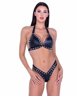 Roma PR-6488, Faux Leather Studded Bikini Set