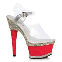 649-ANGEL, 6 Inch Textured Heel Platform With Rhinestones