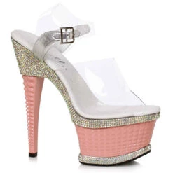 649-ANGEL, 6 Inch Textured Heel Platform With Rhinestones -Funky Lingerie Outlet 649 ANGEL pnk 85402.1699758755