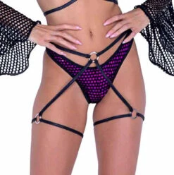Roma PR-6496, Shimmer Lined Fishnet Shorts