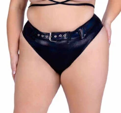 Roma PR-6544X, Plus Size Shimmer High-Waisted Cheeky Shorts -Funky Lingerie Outlet 6544Q Blk 50281.1714177069