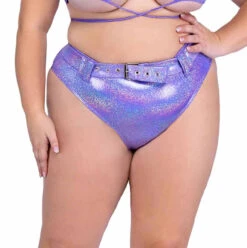 Roma PR-6544X, Plus Size Shimmer High-Waisted Cheeky Shorts