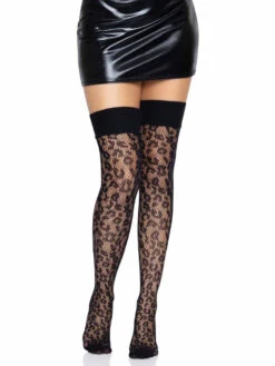 LA-6640, Leopard Net Thigh Highs By Leg Avenue