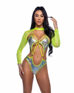 Roma R-6655, Metallic Foil Romper -Funky Lingerie Outlet 6655 6656 23596.1750439947