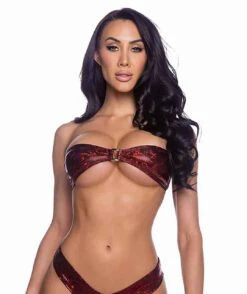 Roma R-6664, Shimmer Tube Top -Funky Lingerie Outlet 6664 Red 39309.1752768093