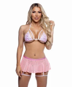 Roma R-6668, Mesh Mini Skirt With Rhinestones -Funky Lingerie Outlet 6667 6668 BP 83701.1752767455