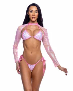 Roma R-6674, Sequin Tie-Side Bikini Set -Funky Lingerie Outlet 6674 6656 Pink 70444.1750724450