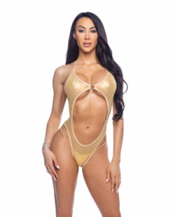 Roma R-6703, Holographic Mesh Bodysuit -Funky Lingerie Outlet 6703 Gold 30355.1750875418