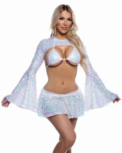 Roma R-6712, Sequin Mini Skirt -Funky Lingerie Outlet 6711 6712 6713 Wht 26239.1752687207