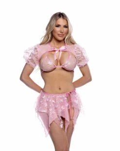 R-6714, Puff Sleeve Shrug By Roma -Funky Lingerie Outlet 6714 6715 6716 Pink 97453.1752193995