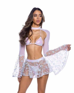Roma R-6718, Pink Butterfly And Sequin Mini Skirt -Funky Lingerie Outlet 6717 BB 6718 6648 Wht 66559.1752193601